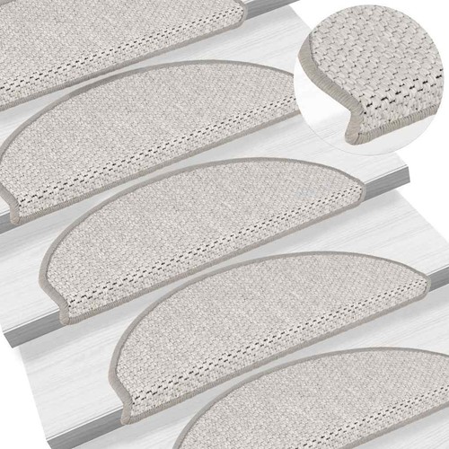 vidaXL Stair Mats Self-adhesive Sisal-Look 15 pcs 65x21x4 cm Platina - Picture 6 of 9