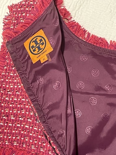 Tory Burch Women's 10 Sheath Dress Petula Pink Purple Tweed Sleeveless EUC - Picture 4 of 5