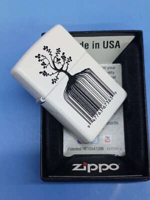 Zippo White Matte Indentity Bar Code Lighter 28296 for sale online 