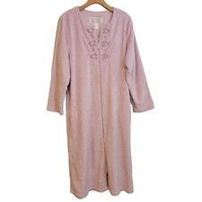 Vintage Oscar De La Renta Robe White Label Baby Pink Full Zip Womens Size S/M