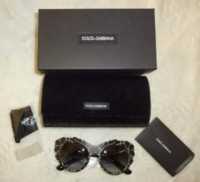 Dolce&Gabbana Floral Relief Sunglasses Black + Tissue Brown 