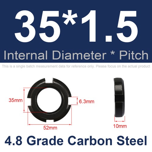 Round Slotted Locknut Retaining Nut Select M10~M60 Black Zinc Plated Fine Thread - Picture 34 of 45
