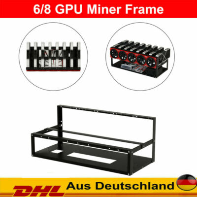 6/8 GPU Open Air Mining Case Frame Rig Bracket Halterung Rahmen Gehäuse DE Stock