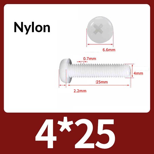 Nylon Kunststoffschrauben Linsenkopfschrauben Weiß mit Kreuzschlitz M2 M3 M4 ~M8 - Bild 35 von 70