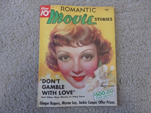 1936 Romantic Movie Stories Magazine  Claudette Colbert cover 