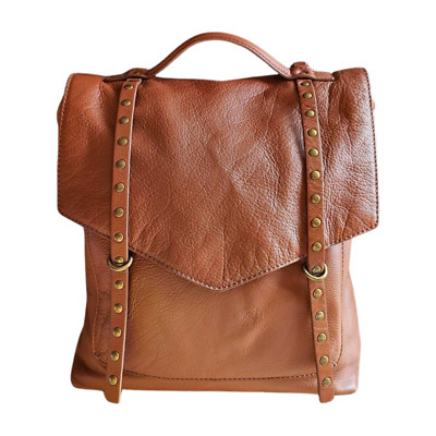 Lucky Brand LEATHER BACKPACK (Men/Women) COGNAC Gold Studded  display picture 3