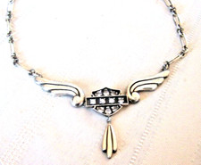 HARLEY DAVIDSON MOD 925 STERLING LARGE CRYSTAL BAR SHIELD MOTORCYCLE NECKLACE