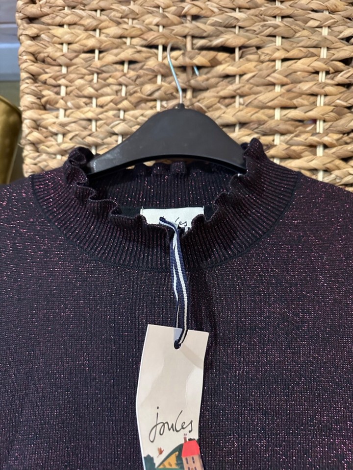JOULES NEW ANGELIE Black & Plum Sparkly Knitted Dress Size 12 eBay