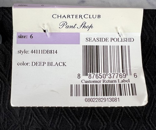 CHARTER CLUB Size 6 Black STRETCH +SLIMMING CAPRI PANTS Diamond Texture - Picture 9 of 12