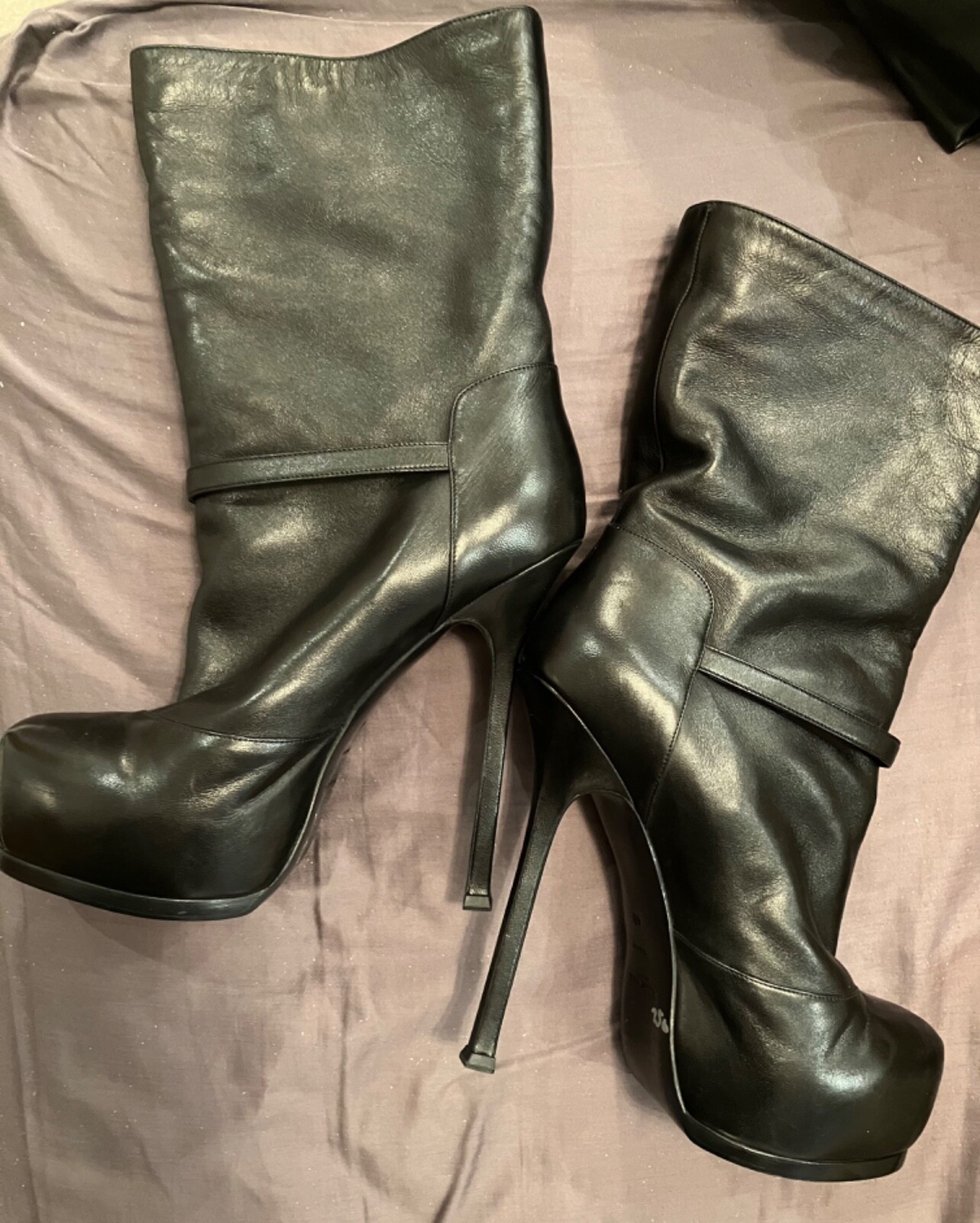 Nuovi stivaletti neri foderati in pelle YSL Saint Laurent Tribute taglia 7 EUR 40