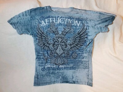 Vintage Y2K Men s Affliction Signature Series Fedor Emelianenko T-Shirt M Blue