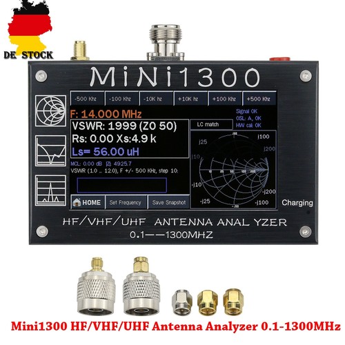 Mini1300 HF/VHF/UHF Antenna Analyzer 0.1-1300MHz with 4.3"TFT LCD Touch Screen