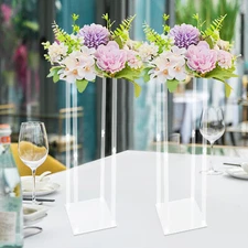2pcs Acrylic Flower Stand Column Vase Display Rack Clear Wedding Centerpieces US
