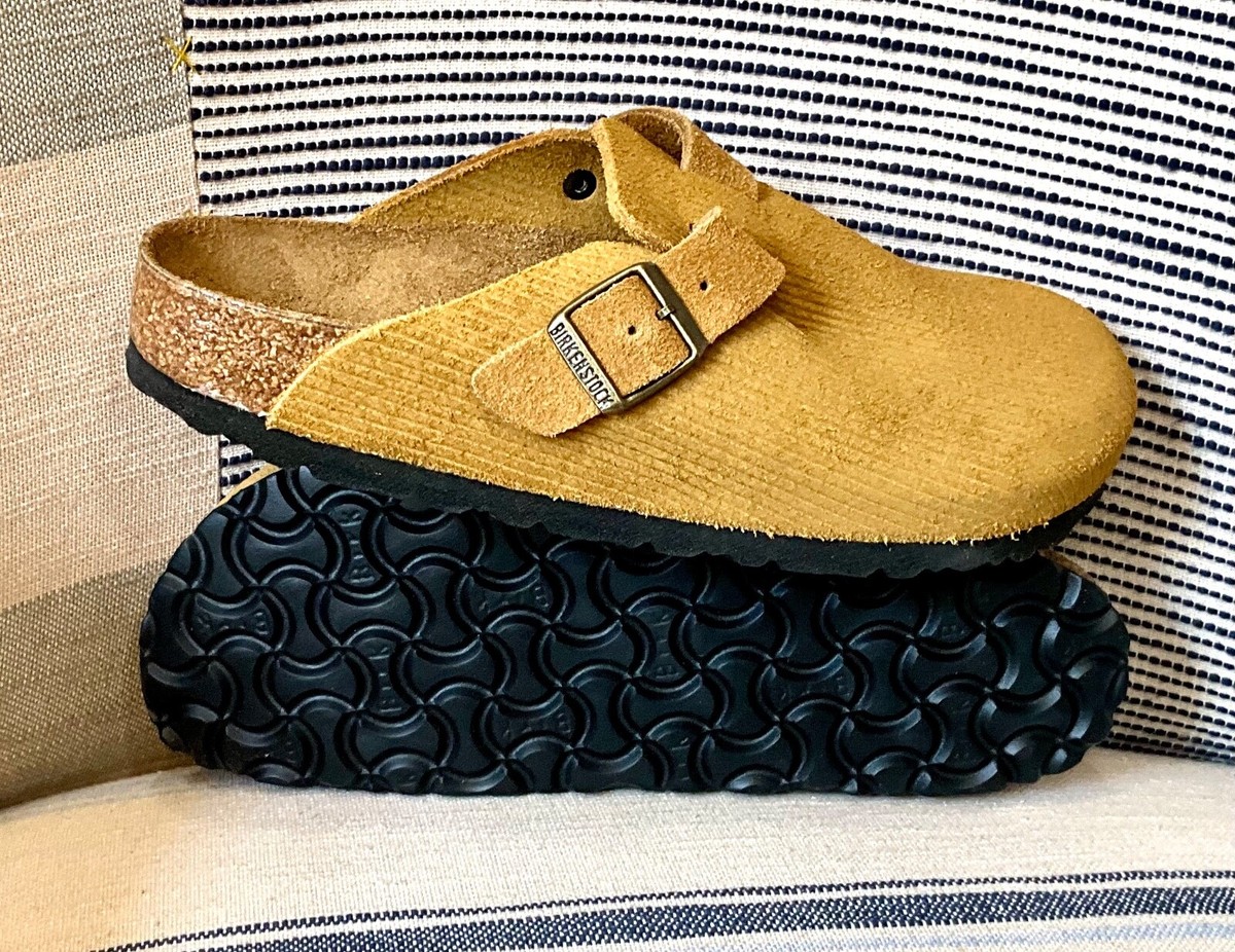 Birkenstock Boston Embossed Corduroy Clog Cork Brown Suede