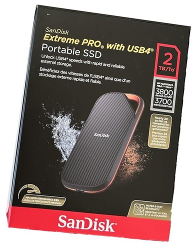 SanDisk Extreme PRO 2TB USB4 3800MB/s IP65 Water Resistance Portable USB-C SSD - Picture 7 of 8