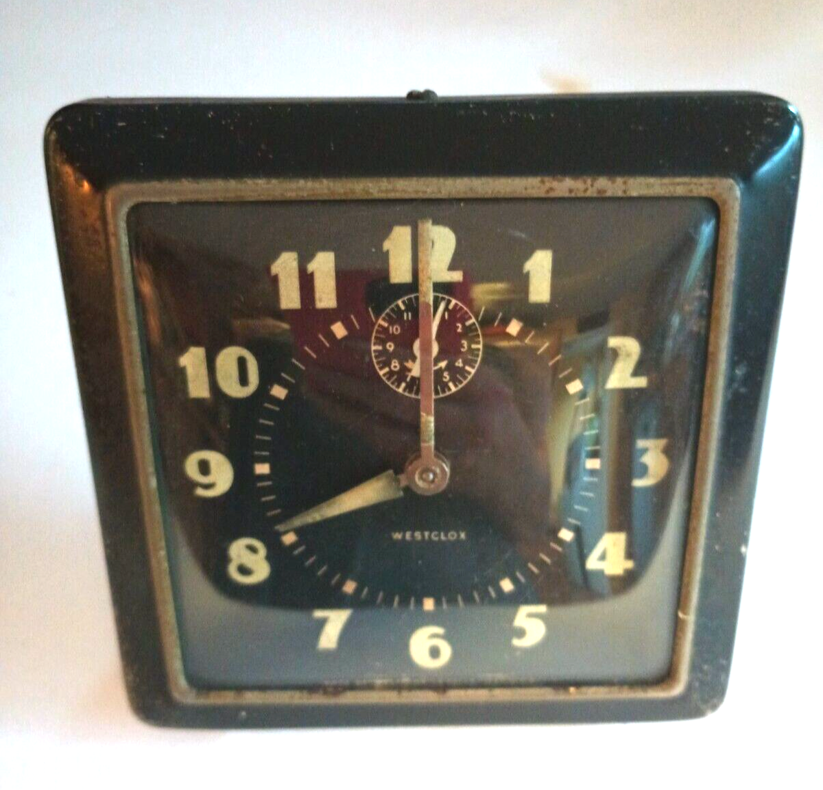 Vintage Westclox Clock Art Deco Black Square 4.75