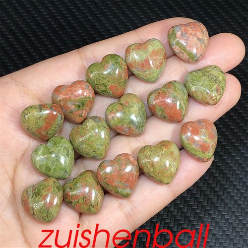 2x Natural unakite Mini Hearts Quartz Crystal Carved Skull Palm stone Reiki Q