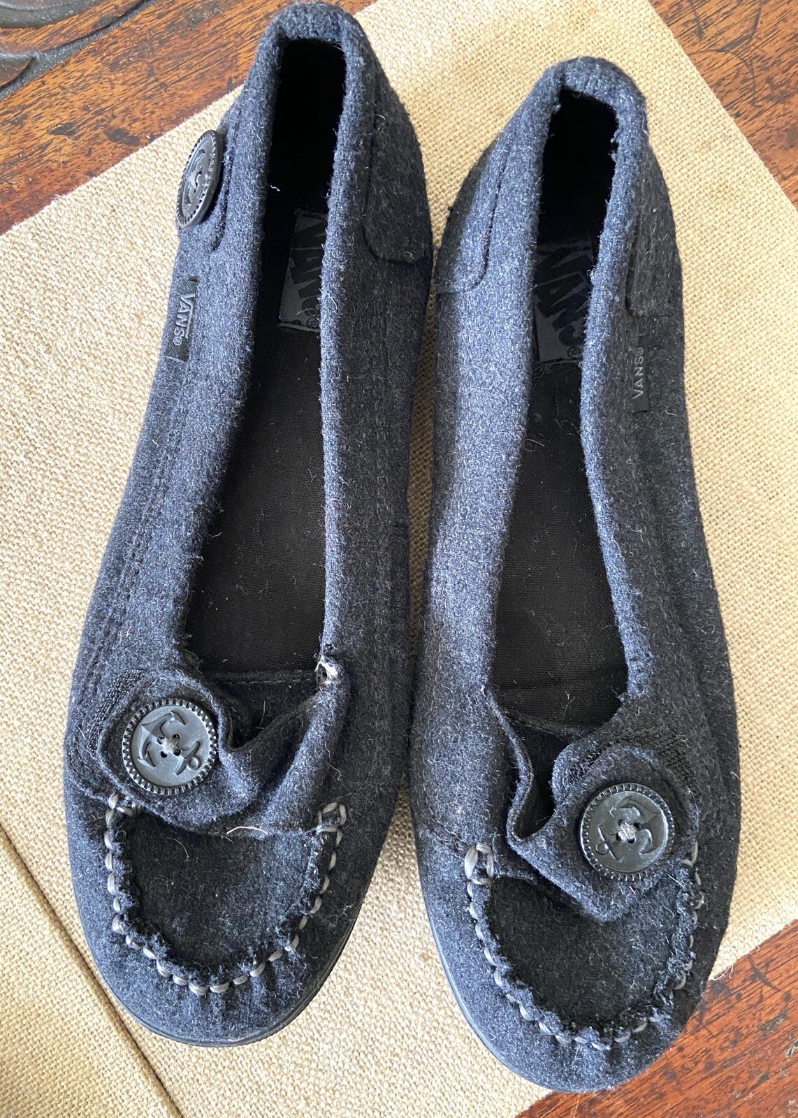 Vans Womens Navy Nautical Slip On Loafers Size 8 Comfort Flats NWOT-image