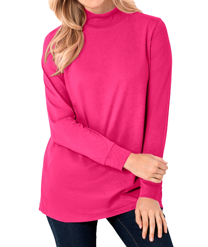 Mock Turtleneck Tunic Tee T-Shirt Fit 
