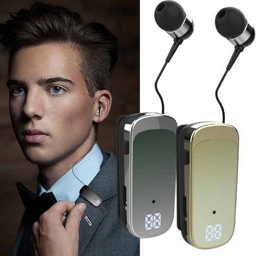 Bluetooth Earbud Retractable Headphones Collar Clip Headsets Handsfree for Phone - 第 1/16 張圖片