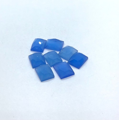 Piedra preciosa suelta corte rosa rectángulo calcedonia azul natural AAA para hacer joyas - Imagen 11 de 12