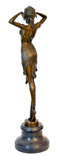 Art Deko Bronze Tänzerin Figur mit Künstlersignatur auf Marmorsockel signiert - Bild 7 von 12