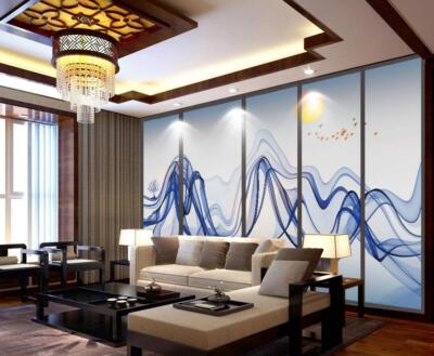 3D Blue Wave Boat ZHUA6540 Wallpaper Wall Murals Removable Self-adhesive Amy