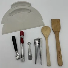 Lot of 8 Misc Pampered Chef  Lift & Serve Garlic Bamboo Zester Corer Used