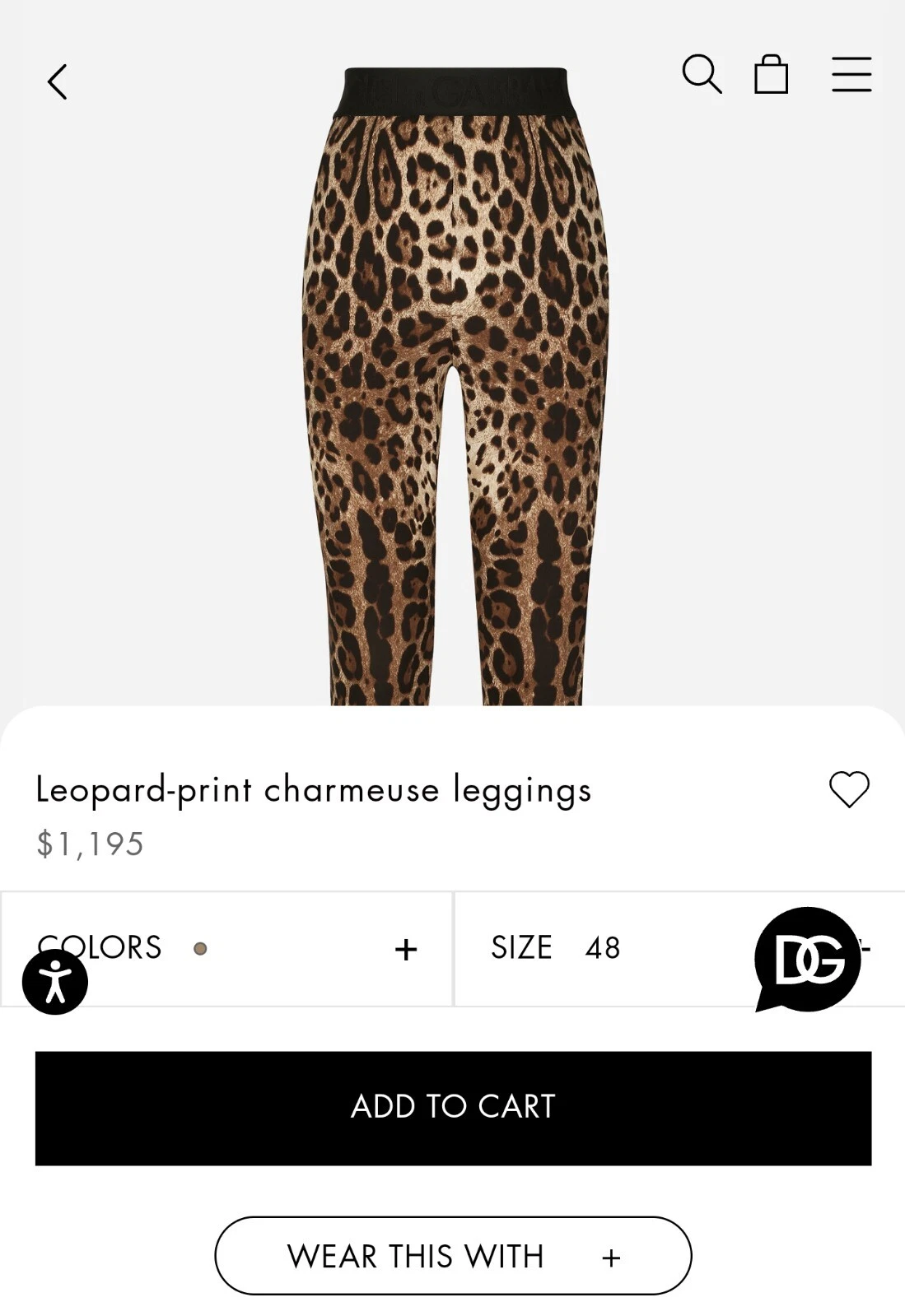 Dolce Gabbana — Dolce Gabbana Leopard-print charmeuse leggings Sz 48 US 16 $1195