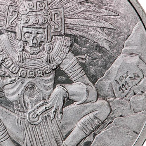 Dios Azteca de la Muerte Mictlantecuhtli - Moneda Combinada Redonda de Plata de 1 Oz Coleccionables - Imagen 6 de 10