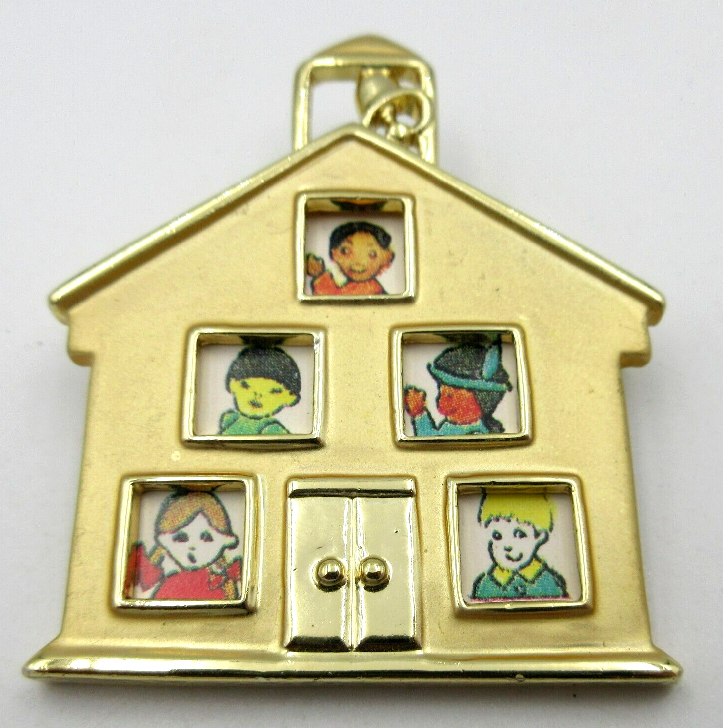 VTG SIGNED L RAZZA SCHOOL HOUSE BELL CHILDREN IN … - image 1