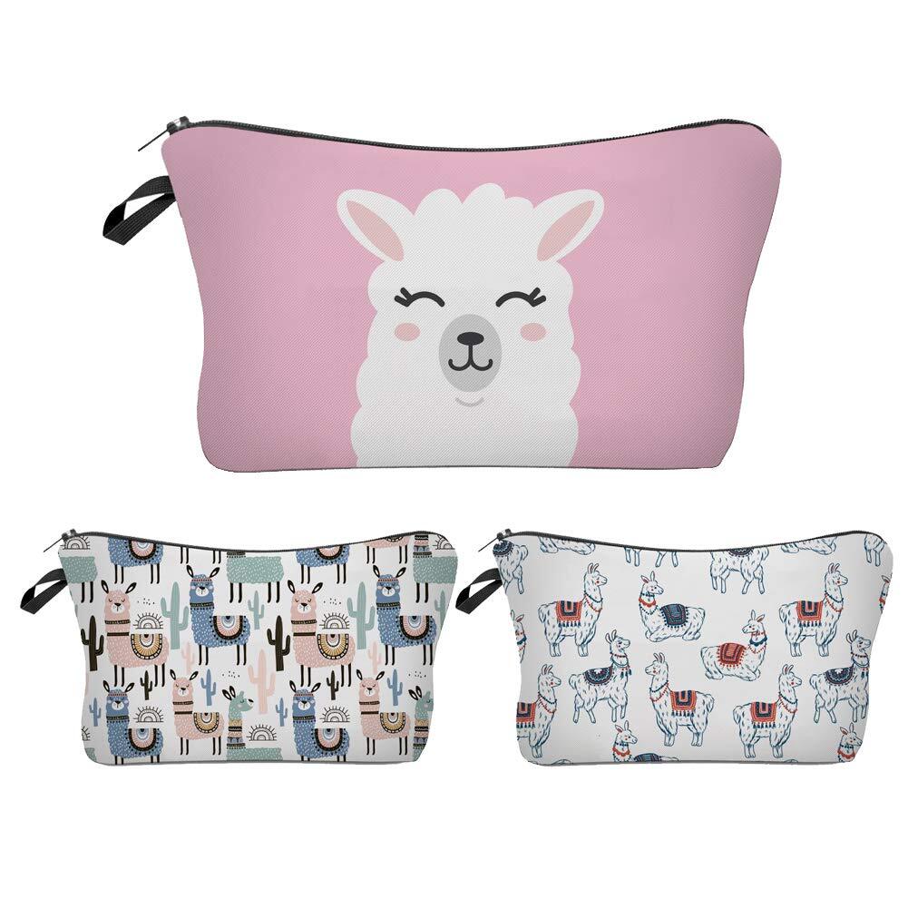 Llama Print Makeup Bag Travel Cosmetic Organizer Pouch Gift For Women
