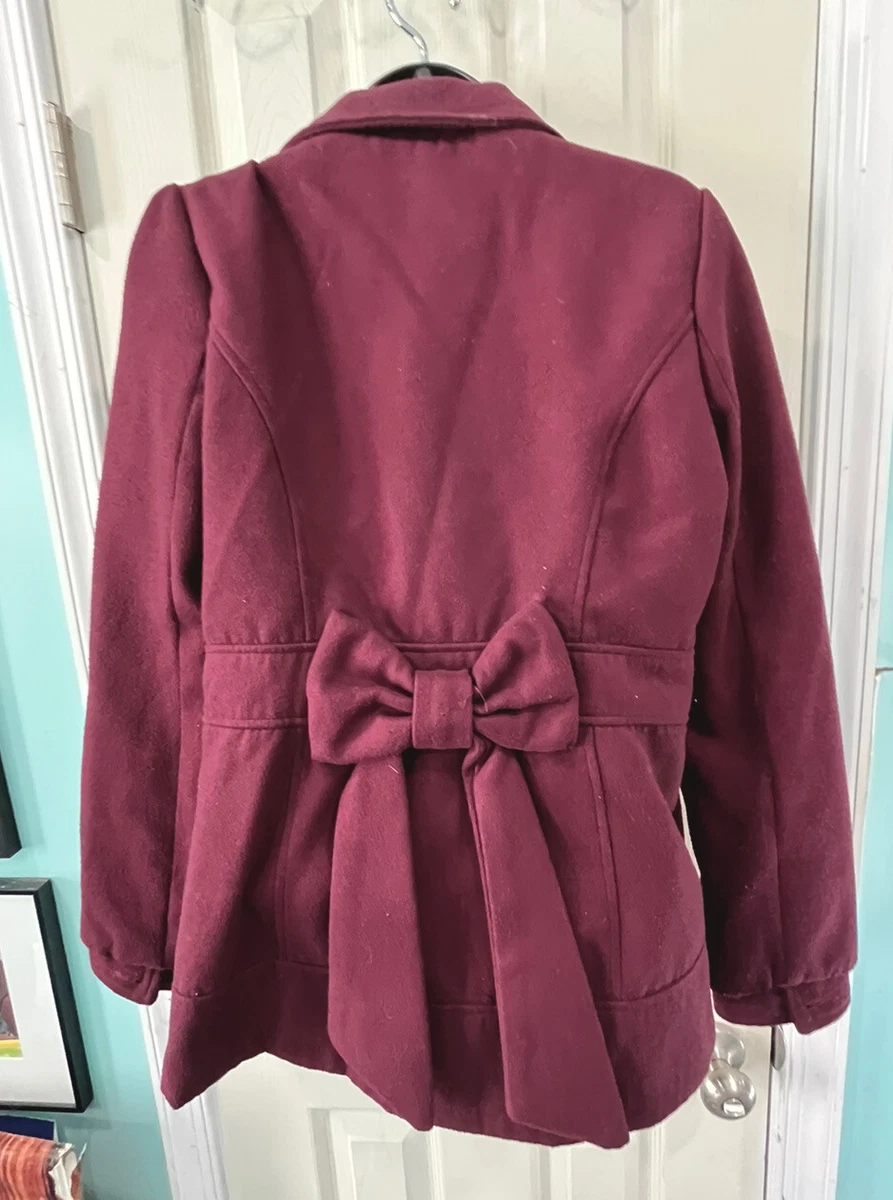 Pink Envelope women s pea coat medium maroon button eBay