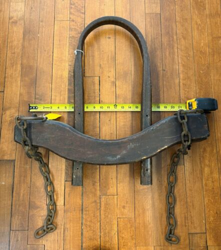 Antique Primitive Ox Yoke Hand Wrought Iron Blacksmith Single Animal Yoke - Picture 14 of 14