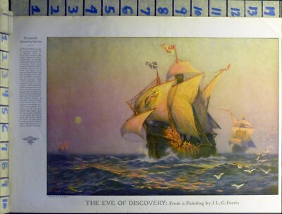 1917 COLUMBUS SANTA MARIA PINTA NAUTICAL WATERCRAFT SHIP   DC AX61