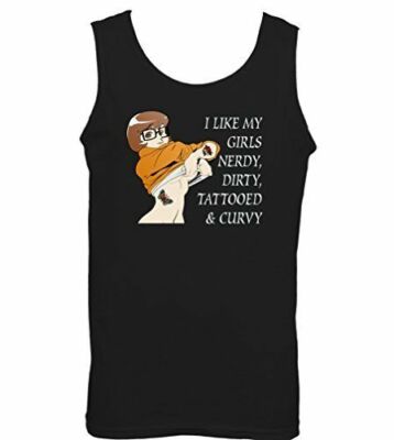 Nerdy, Dirty, Tattooed and Curvy - Lustige Herrenweste Scooby Doo Velma Tattoo