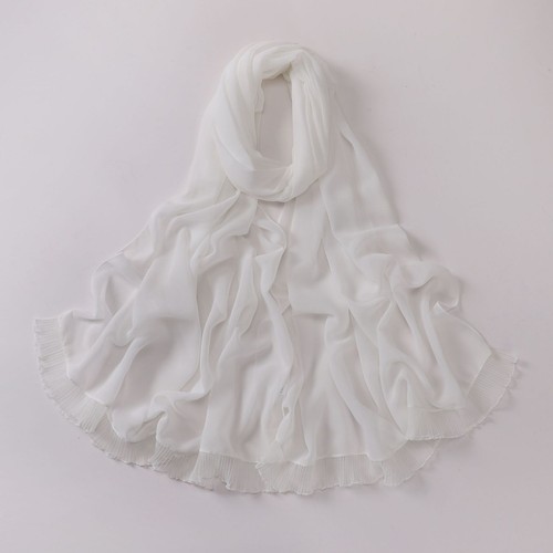 Muslim Women Ruffles Lace Edge Long Headscarf Hijab Chiffon Wrap Shawl 185*70cm - Picture 6 of 27