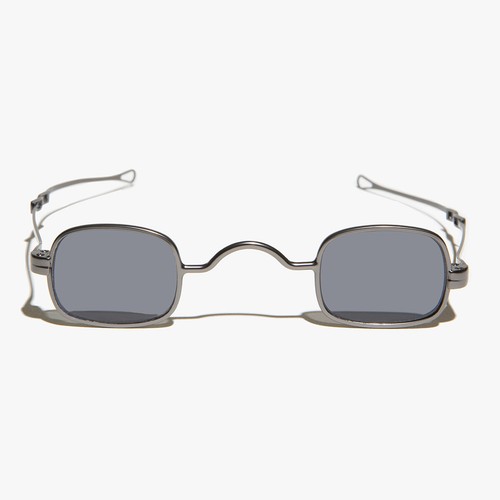 Gunmetal Sliding Temple Tiny Spectacle Sunglass Gray Lens - Kane - Picture 2 of 5