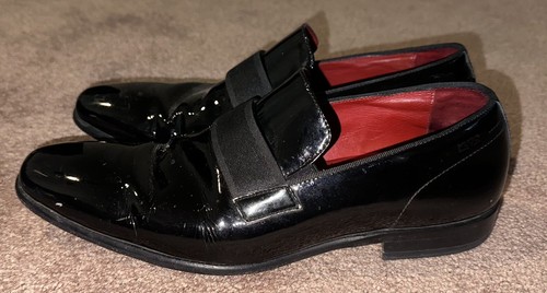 Hugo Boss Mellion Black Patent Leather Tuxedo Shoes Mens 8 US Formal - Picture 2 of 4