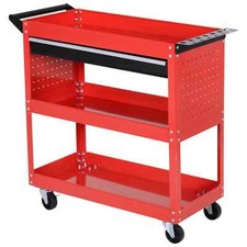 3-tier Tool Trolley Cart Rolling Utility Storage Cabinet Garage Workshop Drawer