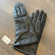 Vintage Womens Leather Gloves Italy Black Size 6 1/2. Buttery Soft. NWT