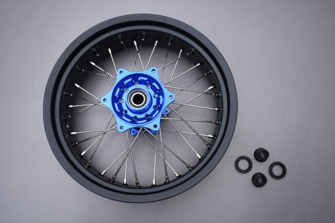 Jante rayons roues arrière Supermoto 5x17 bleu pour moto EXC 525