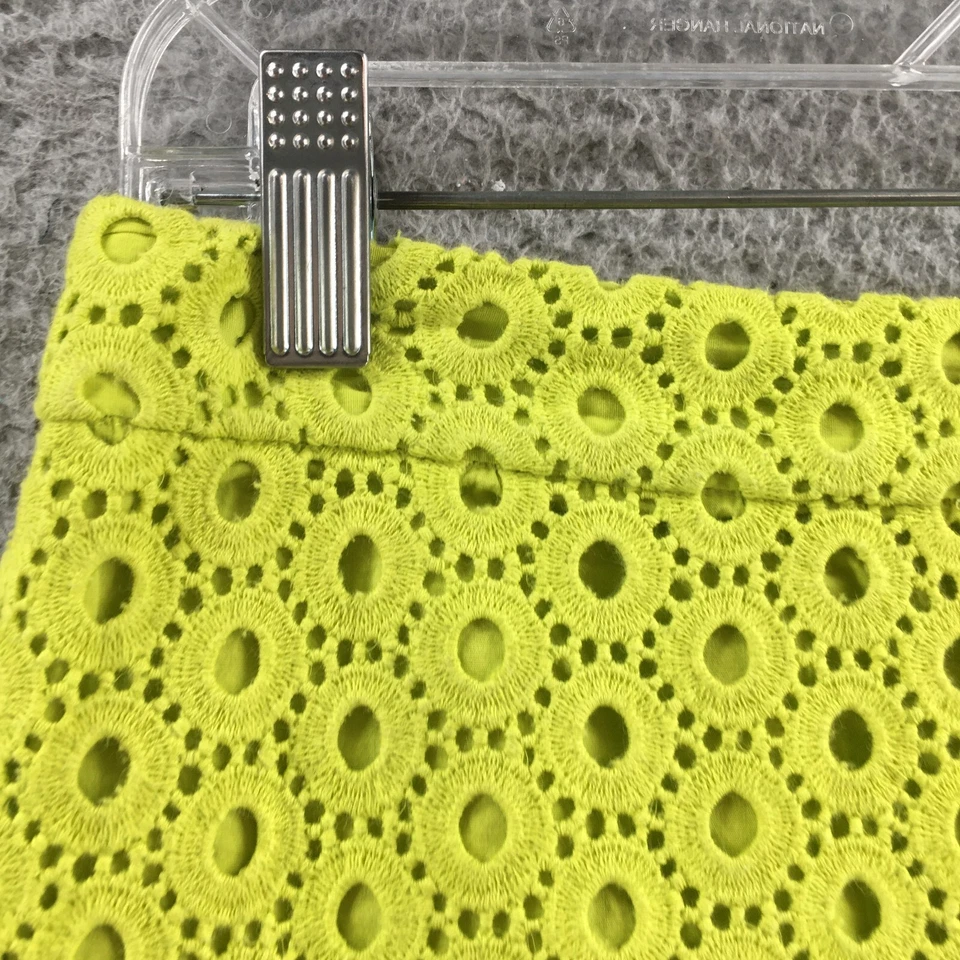 Falda Lápiz J Crew Ojales Nº 2 Para Mujer 2 Neón Kiwi Verde Crochet Cremallera Espalda Informal Foto 3 de 4