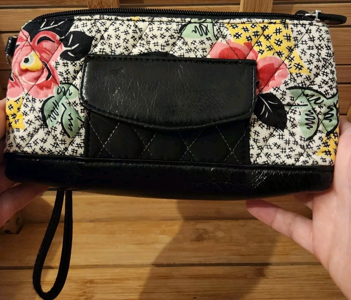 Vera Bradley "Patchwork Collection" Black Floral … - image 9