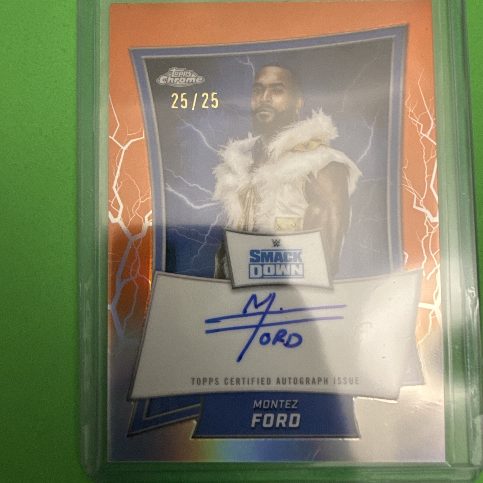 2025 Topps Chrome WWE Montez Ford Orange Refractor Auto Bookend 25/25 Rare