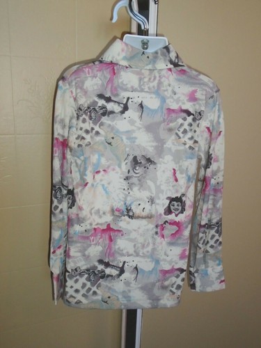 Girl's VTG 1970s Long Sleeve Blouse Graphic Faces Abstract Pattern Sz 7 NOS - Picture 7 of 10
