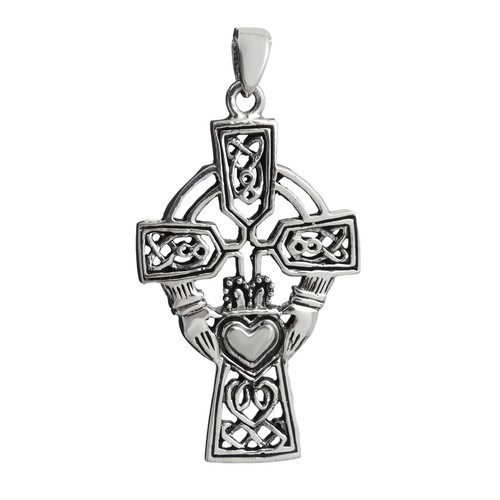 Large Celtic Claddagh Cross Pendant 