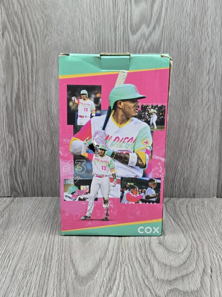 Bobblehead de béisbol City Connect MLB de los Padres de San Diego Manny Machado #13 2023 nuevo en caja Foto 2 de 4