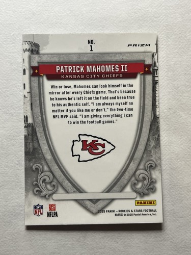 Patrick Mahomes II 2025 Panini Rookies & Stars Red Plaid CRUSADE Chiefs #1 - Picture 2 of 2
