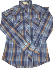 Lee Vintage Plaid Western Pearl Snap Button Shirt Mens Medium